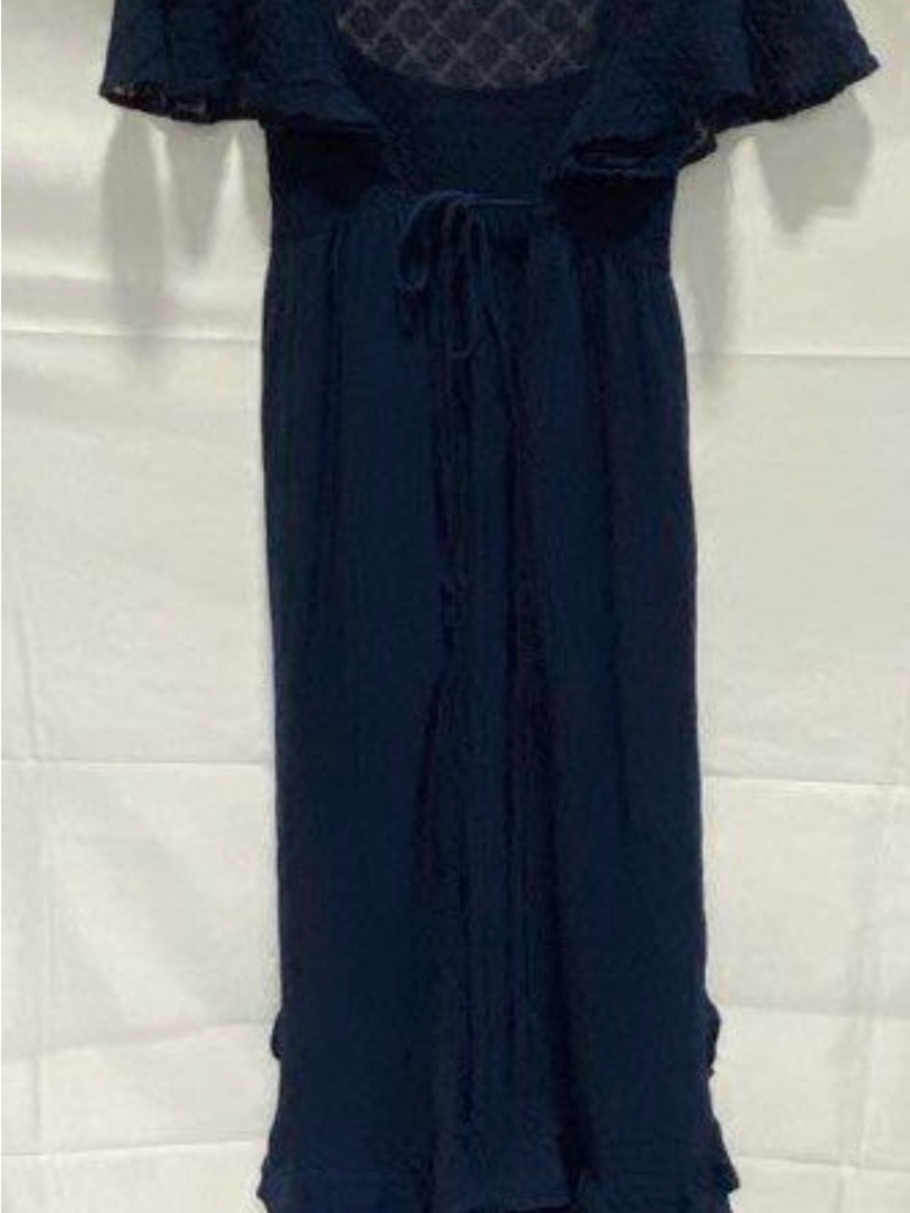 Free People Navy Blue Asymmetrical Midi Dress NWT large - Picture 6 of 13